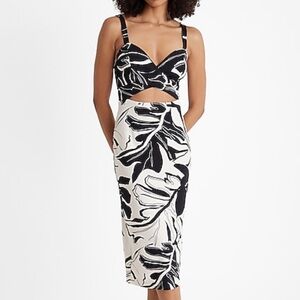 Express Printed Cutout Midi Dress
